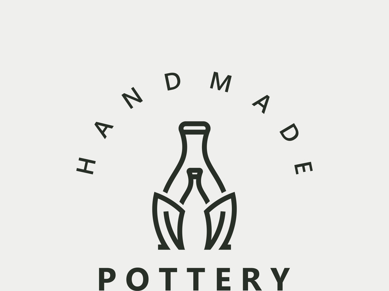 Pottery logo design handmade, creative traditional mug craft concept inspiration nature workshop