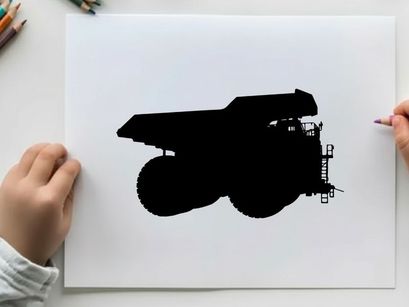 Silhouette of a tractor with a plow attachment