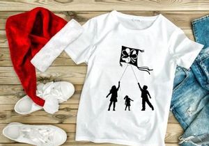 Children Flying Clover Kite Silhouette