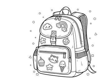 Cute school backpack with food and animal icons vector illustration preview picture