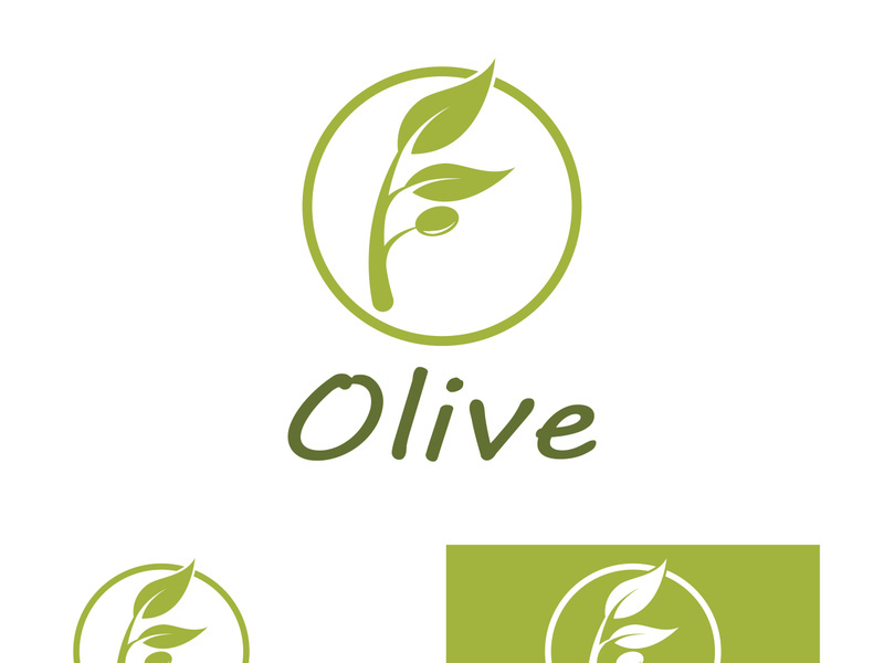 Branched olive fruit logo with creative idea.