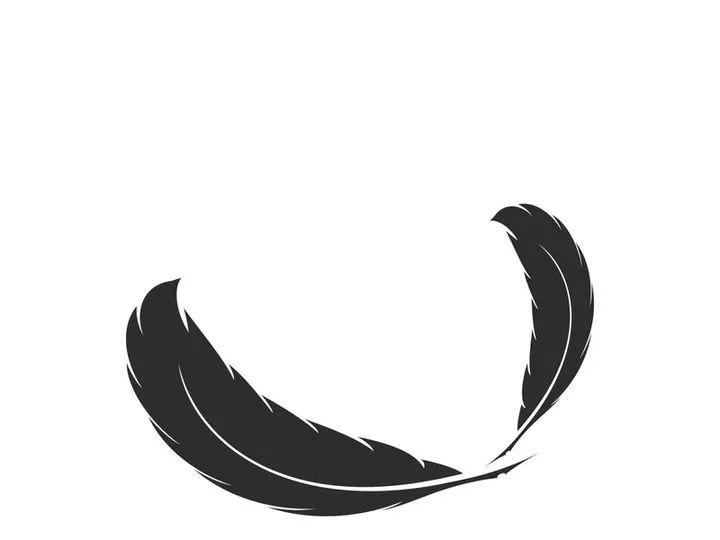 Feather quill design icon and logo illustration classic stationery