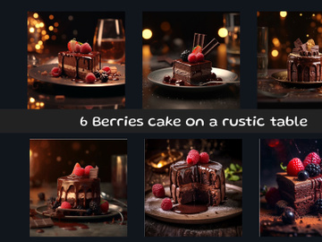 Berries cake on a rustic table preview picture