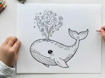 Whale releasing stars magic fantasy vector illustration preview picture