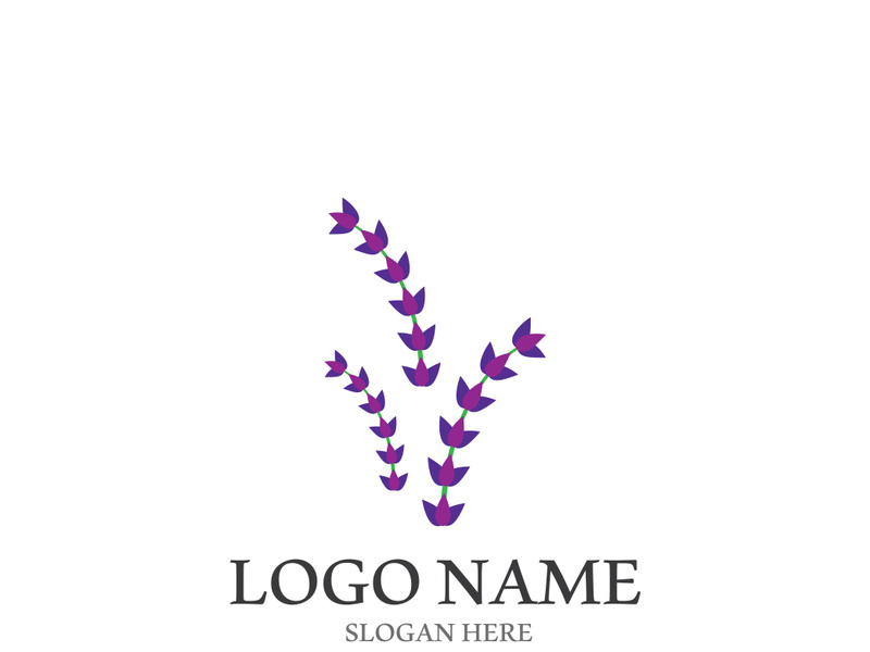 Fresh lavender flower logo vector flat design