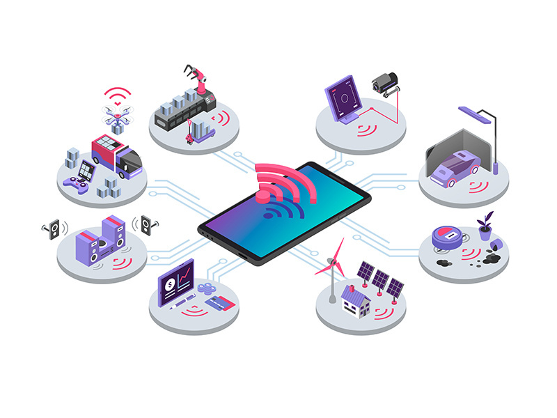 IOT isometric color vector illustration