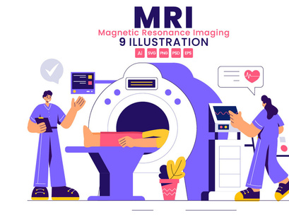 9 MRI or Magnetic Resonance Imaging Illustration