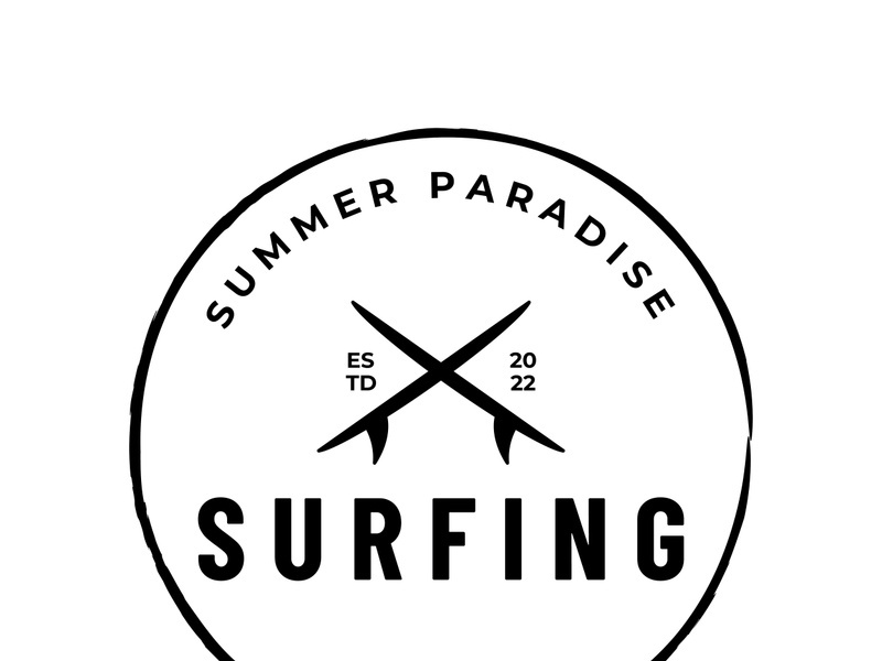 Vintage surfboard logo,surfing on summer beach.For business,badge,holiday, ,label,emblem.