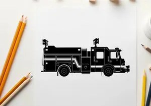 Silhouette of a fire truck vehicle emergency response