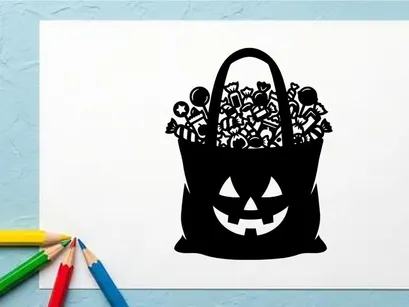 Cesta de Abóbora de Halloween Recheada com Doces e Guloseimas