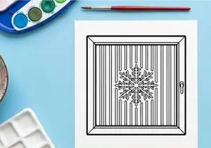 Elegant Christmas cross niche icon in silver frame on striped background for festive decor