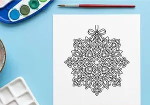 Elegant white snowflake ornament design for Christmas holiday winter decor and festive crafts