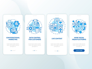 Modern marketing trends blue onboarding mobile app screen preview picture