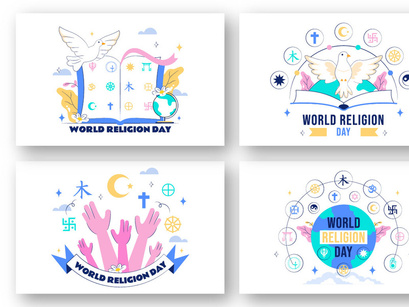 10 World Religion Day Illustration
