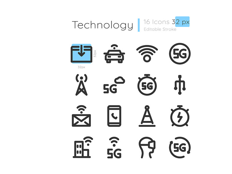 Connection coverage linear icons set