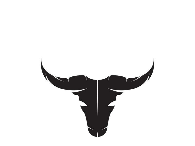 Retro vintage bull head horns logo.