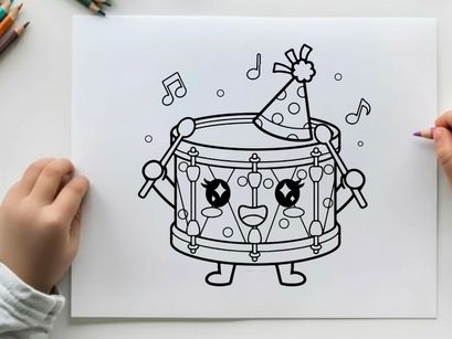 Cute drum set playing music vector illustration flat design