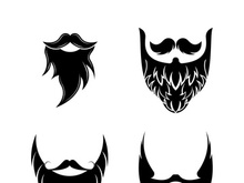 Beard icon logo and mustache vector illustration design symbol