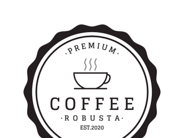 Coffee bean logo design with retro outline. preview picture
