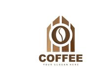 coffee bean drink logo design in brown color vector illustration
