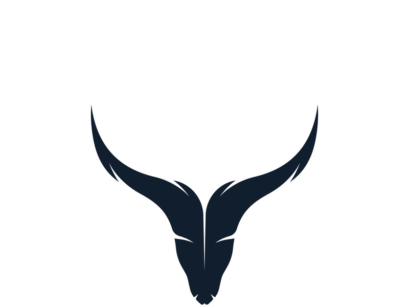 Retro vintage bull head horns logo.