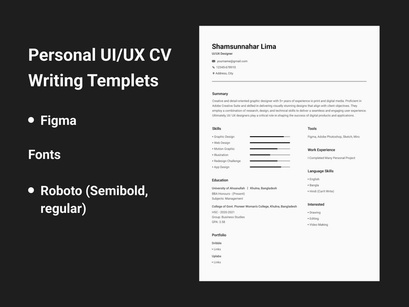 Personal UI/UX CV Writing Templets