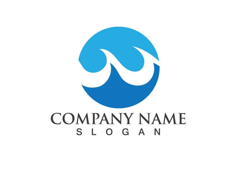 Blue water wave logo design template