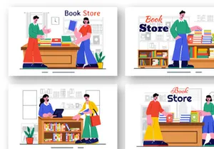 9 Bookstore and Library Illustration