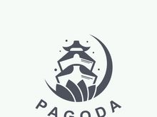 Pagoda culture logo vintage design illustration, temple heritage building vector