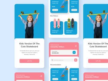 Kids Skateboard Shop Mobile App UI Kit preview picture