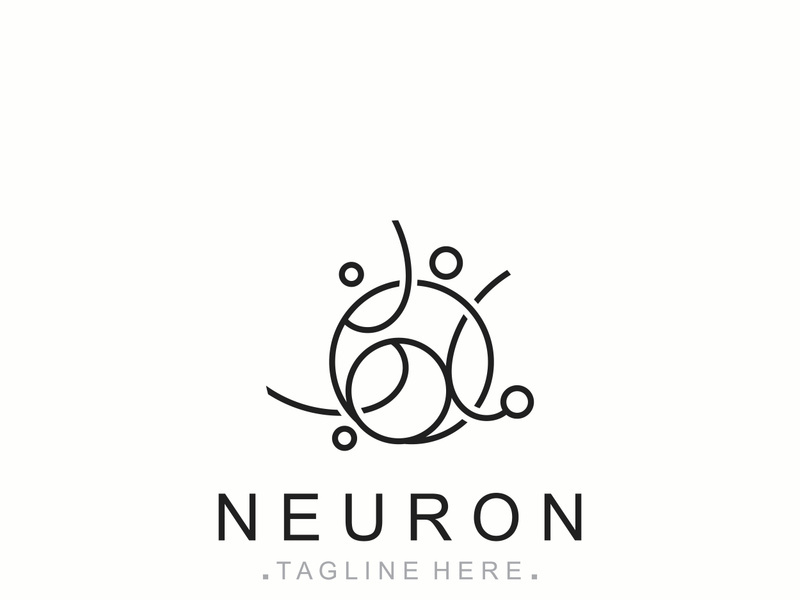 Neuron logo or nerve cell healthy abstract molecule design template
