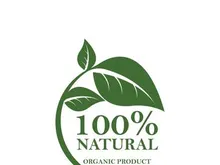 100% Natural and organic product badge vector green icon