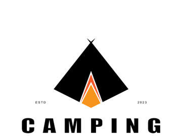 vintage and retro tent logo, camping. With tent, tree and bonfire sign. adventurers, scouts, climbers, camping equipment center preview picture