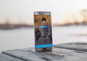 Android Phone On Wooden Table