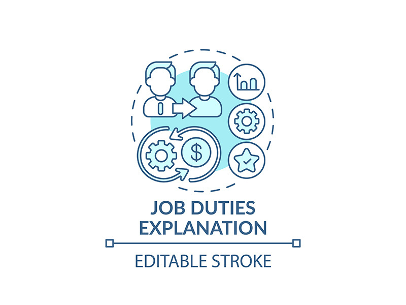Related duties and responsibilities of position concept icon