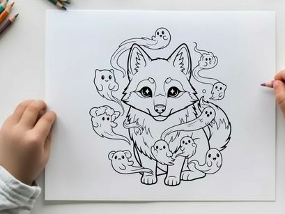 Cute fox with baby animals family vector illustration
