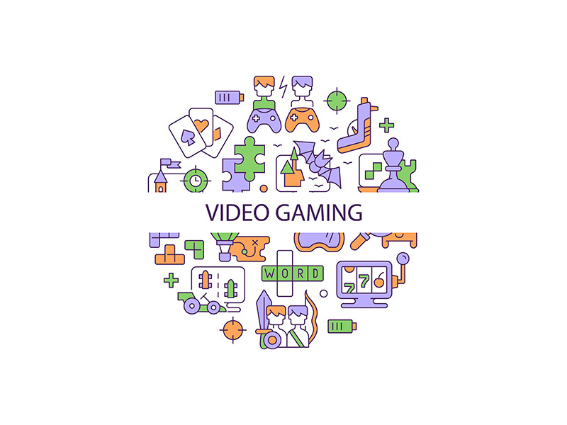 Video game abstract color concept layout with headline