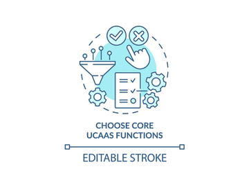 Choose core UCaaS functions turquoise concept icon preview picture
