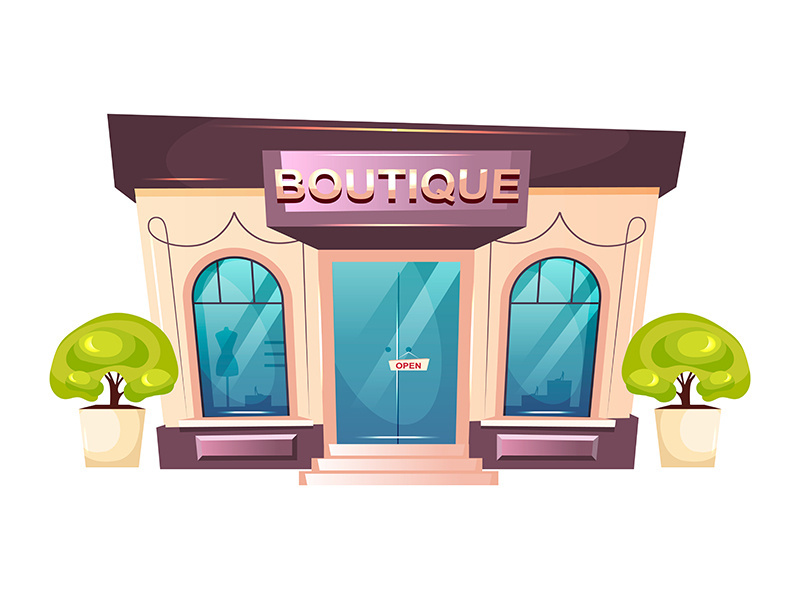 Premium boutique front cartoon vector illustration