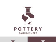 Pottery logo design handmade, creative traditional mug craft concept inspiration nature workshop