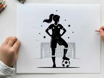 Silhouette of a female soccer player in action pose preview picture