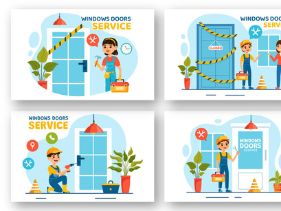 9 Windows and Doors Service Illustration