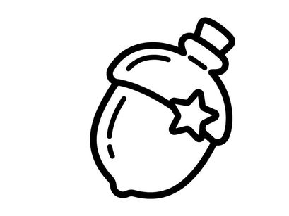Ícone de bolota com estrela. Ilustração vetorial simples de uma noz para projetos de design de outono.