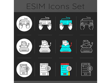 Writing SEO text icons set dark theme icons set preview picture