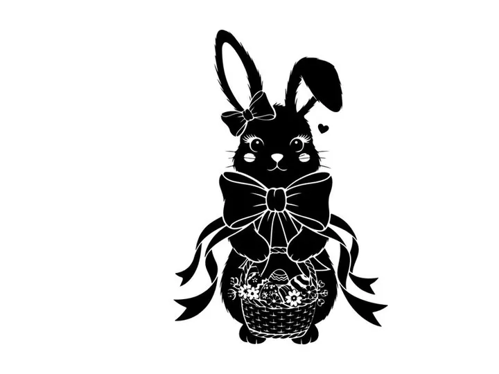 Silhouette of a cute bunny with a big bow