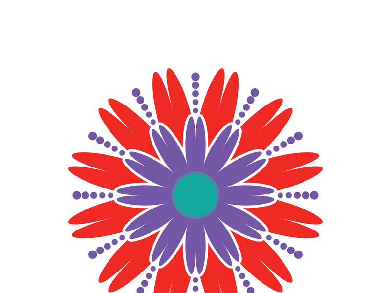 Traditional Asian colorful floral pattern Stained glass mosaic logo tile design inspiration