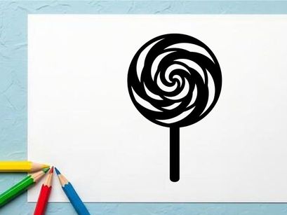 Black and White Spiral Lollipop on Stick for Candy and Confectionery