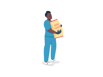 Pet care center african american worker flat color vector detailed character preview picture