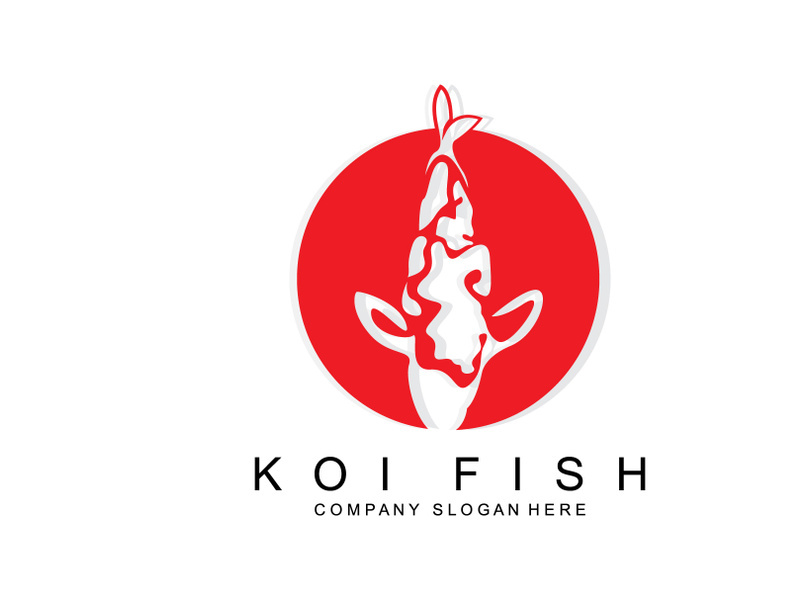 Koi Fish Logo Design, Ornamental Fish Vector, Aquarium Ornament Illustration Brand product