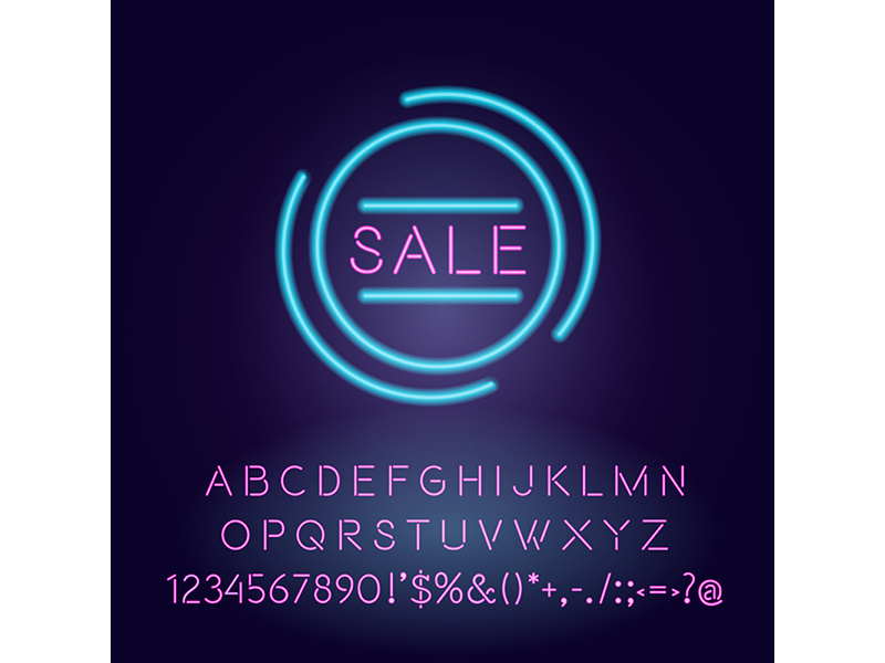 Sale vector neon light board sign illustration
